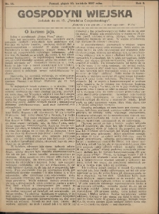 Gospodyni Wiejska: dodatek do nr.15. &bdquo;Poradnika Gospodarskiego&rdquo; 1917.04.13 R.2 Nr15