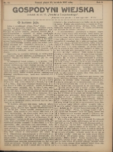 Gospodyni Wiejska: dodatek do nr.15. „Poradnika Gospodarskiego” 1917.04.13 R.2 Nr15
