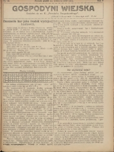 Gospodyni Wiejska: dodatek do nr.16. &bdquo;Poradnika Gospodarskiego&rdquo; 1917.04.20 R.2 Nr16