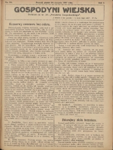 Gospodyni Wiejska: dodatek do nr.34. &bdquo;Poradnika Gospodarskiego&rdquo; 1917.08.24 R.2 Nr34