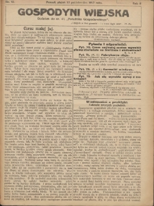 Gospodyni Wiejska: dodatek do nr.41 &bdquo;Poradnika Gospodarskiego&rdquo; 1917.10.12 R.2 Nr41