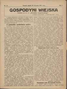 Gospodyni Wiejska: dodatek do nr.47. &bdquo;Poradnika Gospodarskiego&rdquo; 1917.11.23 R.2 Nr47