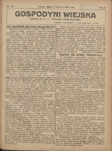 Gospodyni Wiejska: dodatek do nr.14. &bdquo;Poradnika Gospodarskiego&rdquo; 1918.04.05 R.3 Nr14