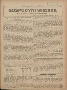 Gospodyni Wiejska: dodatek do nr.16. &bdquo;Poradnika Gospodarskiego&rdquo; 1918.04.19 R.3 Nr16