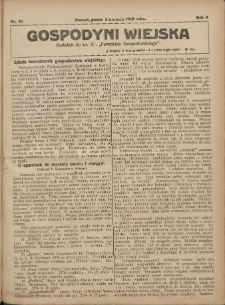 Gospodyni Wiejska: dodatek do nr.31. &bdquo;Poradnika Gospodarskiego&rdquo; 1918.08.02 R.3 Nr31