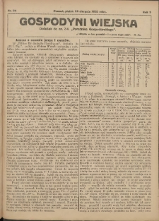 Gospodyni Wiejska: dodatek do nr.34. &bdquo;Poradnika Gospodarskiego&rdquo; 1918.08.22 R.3 Nr34