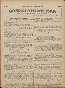 Gospodyni Wiejska: dodatek do nr.38. &bdquo;Poradnika Gospodarskiego&rdquo; 1918.09.20 R.3 Nr38
