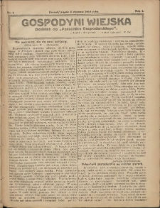 Gospodyni Wiejska: dodatek do &bdquo;Poradnika Gospodarskiego&rdquo; 1919.01.03 R.4 Nr1