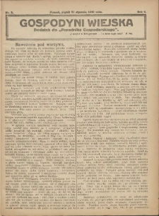 Gospodyni Wiejska: dodatek do &bdquo;Poradnika Gospodarskiego&rdquo; 1919.01.31 R.4 Nr5