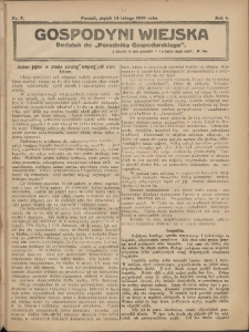 Gospodyni Wiejska: dodatek do &bdquo;Poradnika Gospodarskiego&rdquo; 1919.02.14 R.4 Nr7