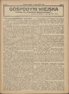 Gospodyni Wiejska: dodatek do &bdquo;Poradnika Gospodarskiego&rdquo; 1919.03.07 R.4 Nr10