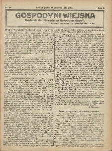 Gospodyni Wiejska: dodatek do &bdquo;Poradnika Gospodarskiego&rdquo; 1919.06.13 R.4 Nr24