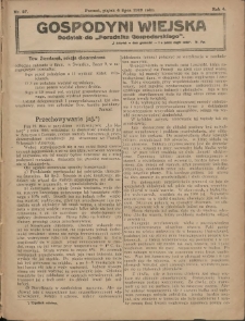 Gospodyni Wiejska: dodatek do &bdquo;Poradnika Gospodarskiego&rdquo; 1919.07.04 R.4 Nr27