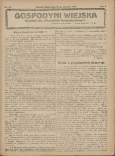 Gospodyni Wiejska: dodatek do &bdquo;Poradnika Gospodarskiego&rdquo; 1919.08.15 R.4 Nr33