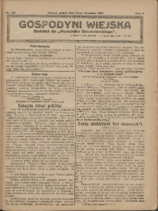 Gospodyni Wiejska: dodatek do &bdquo;Poradnika Gospodarskiego&rdquo; 1919.09.19 R.4 Nr38