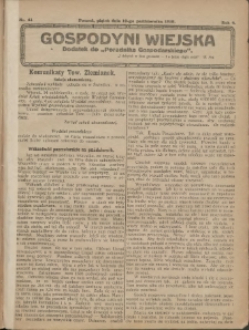 Gospodyni Wiejska: dodatek do „Poradnika Gospodarskiego” 1919.10.10 R.4 Nr41