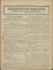 Gospodyni Wiejska: dodatek do &bdquo;Poradnika Gospodarskiego&rdquo; 1919.11.07 R.4 Nr45