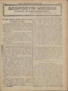 Gospodyni Wiejska: dodatek do &bdquo;Poradnika Gospodarskiego&rdquo; 1919.12.26 R.4 Nr52