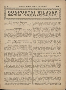 Gospodyni Wiejska: dodatek do &bdquo;Poradnika Gospodarskiego&rdquo; 1920.01.11 R.5 Nr2