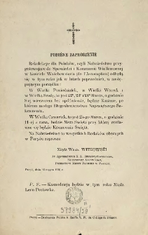[Zaproszenie Inc.:] " Rekolekcye dla Polaków, czyli Nabożeństwo przygotowujące do Spowiedzi i Kommunii Wielkanocnej ..."