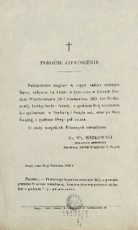 [Zawiadomienie Inc.:] " Nabożeństwo majowe w ciągu całego miesiąca ..."