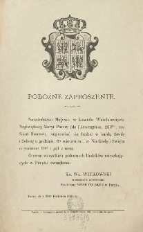 [Zawiadomienie Inc.:] " Nabożeństwo Majowe w kościele Wniebowzięcia Najświętszej Maryi Panny ..."