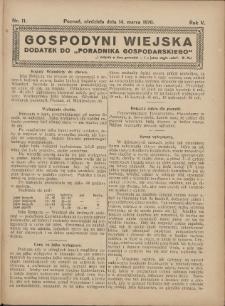Gospodyni Wiejska: dodatek do &bdquo;Poradnika Gospodarskiego&rdquo; 1920.03.14 R.5 Nr11