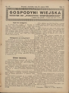 Gospodyni Wiejska: dodatek do &bdquo;Poradnika Gospodarskiego&rdquo; 1920.03.21 R.5 Nr12