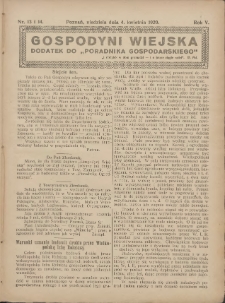 Gospodyni Wiejska: dodatek do &bdquo;Poradnika Gospodarskiego&rdquo; 1920.04.04 R.5 Nr13-14