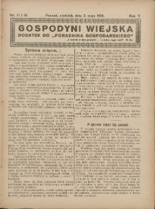 Gospodyni Wiejska: dodatek do &bdquo;Poradnika Gospodarskiego&rdquo; 1920.05.02 R.5 Nr17-18