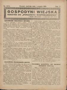 Gospodyni Wiejska: dodatek do &bdquo;Poradnika Gospodarskiego&rdquo; 1920.08.01 R.5 Nr28-31
