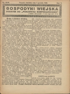 Gospodyni Wiejska: dodatek do &bdquo;Poradnika Gospodarskiego&rdquo; 1920.12.05 R.5 Nr42-49