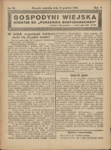 Gospodyni Wiejska: dodatek do &bdquo;Poradnika Gospodarskiego&rdquo; 1920.12.12 R.5 Nr50