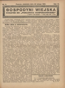 Gospodyni Wiejska: dodatek do &bdquo;Poradnika Gospodarskiego&rdquo; 1921.02.20 R.6 Nr8