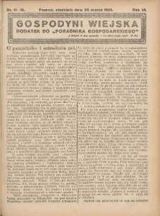 Gospodyni Wiejska: dodatek do &bdquo;Poradnika Gospodarskiego&rdquo; 1921.03.20 R.6 Nr11-12