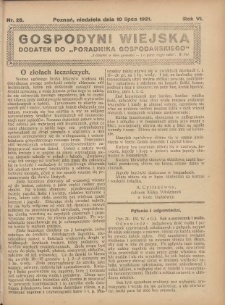 Gospodyni Wiejska: dodatek do &bdquo;Poradnika Gospodarskiego&rdquo; 1921.07.10 R.6 Nr28