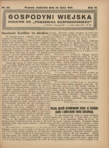 Gospodyni Wiejska: dodatek do &bdquo;Poradnika Gospodarskiego&rdquo; 1921.07.24 R.6 Nr30