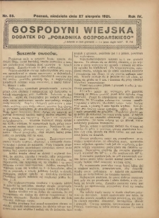 Gospodyni Wiejska: dodatek do &bdquo;Poradnika Gospodarskiego&rdquo; 1921.08.27 R.6 Nr35