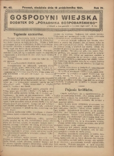 Gospodyni Wiejska: dodatek do &bdquo;Poradnika Gospodarskiego&rdquo; 1921.10.16 R.6 Nr42