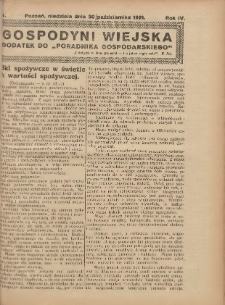 Gospodyni Wiejska: dodatek do &bdquo;Poradnika Gospodarskiego&rdquo; 1921.10.30 R.6 Nr44