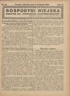 Gospodyni Wiejska: dodatek do &bdquo;Poradnika Gospodarskiego&rdquo; 1921.11.06 R.6 Nr45