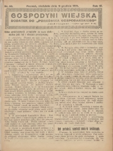 Gospodyni Wiejska: dodatek do &bdquo;Poradnika Gospodarskiego&rdquo; 1921.12.11 R.6 Nr50