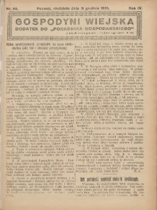 Gospodyni Wiejska: dodatek do „Poradnika Gospodarskiego” 1921.12.11 R.6 Nr50