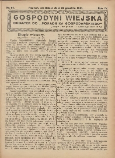 Gospodyni Wiejska: dodatek do &bdquo;Poradnika Gospodarskiego&rdquo; 1921.12.18 R.6 Nr51