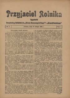 Przyjaciel Rolnika: bezpłatny dodatek do Głosu Leszczyńskiego i Głosu Polskiego 1928.02.25 R.1 Nr2