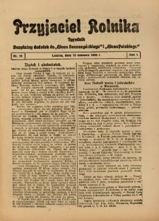 Przyjaciel Rolnika: bezpłatny dodatek do Głosu Leszczyńskiego i Głosu Polskiego 1928.06.15 R.1 Nr18