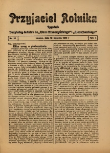 Przyjaciel Rolnika: bezpłatny dodatek do Głosu Leszczyńskiego i Głosu Polskiego 1928.08.10 R.1 Nr26