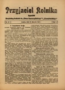 Przyjaciel Rolnika: bezpłatny dodatek do Głosu Leszczyńskiego i Głosu Polskiego 1928.08.31 R.1 Nr29