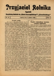 Przyjaciel Rolnika: bezpłatny dodatek do Głosu Leszczyńskiego i Głosu Polskiego 1928.12.07 R.1 Nr43