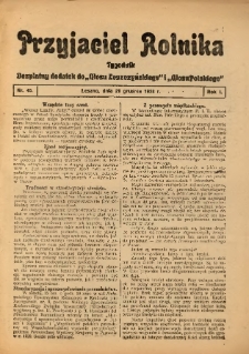 Przyjaciel Rolnika: bezpłatny dodatek do Głosu Leszczyńskiego i Głosu Polskiego 1928.12.21 R.1 Nr45